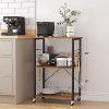 Kitchen Shelf on Wheels, Serving Cart with 3 Shelves,with 6 Hooks - 3 of 4