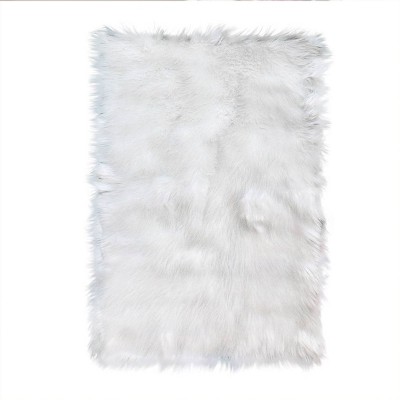 6'x9' Rectangle Other Fibers Area Rug White - Super Area Rugs