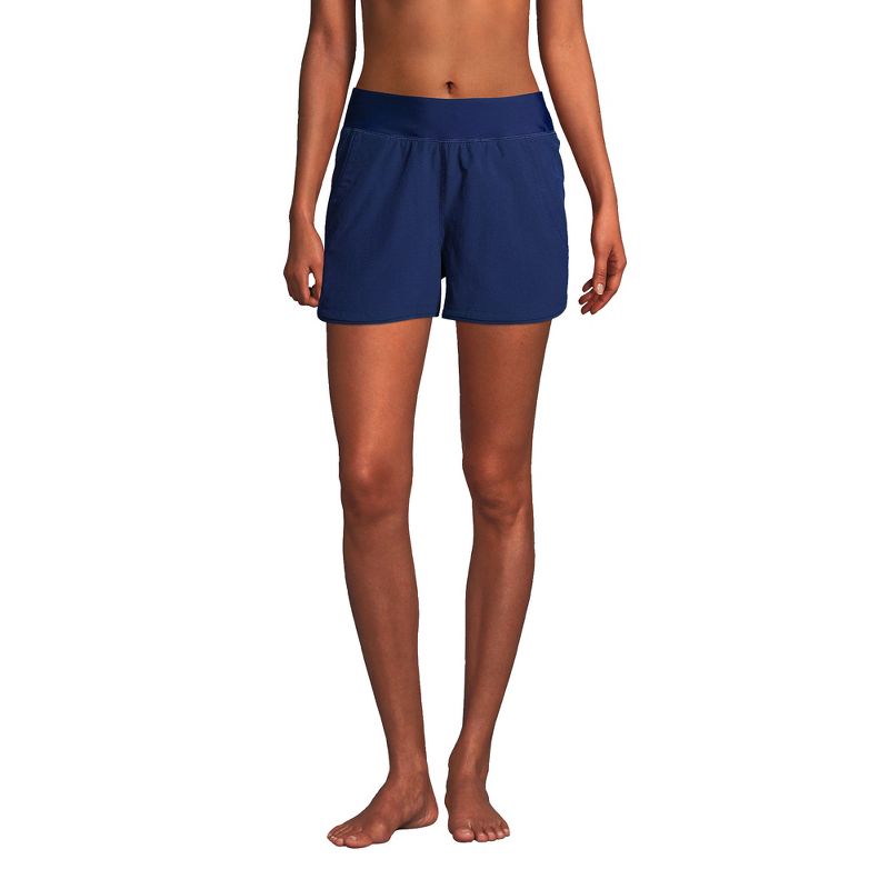Lands' End Women's 3" Quick Dry Elastic Waist Board Shorts Swim Cover-up Shorts with Panty, 1 of 8