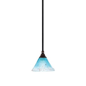 Toltec Lighting Any 1 - Light Pendant in  Black Copper with 7" Teal Crystal Shade - 1 of 1