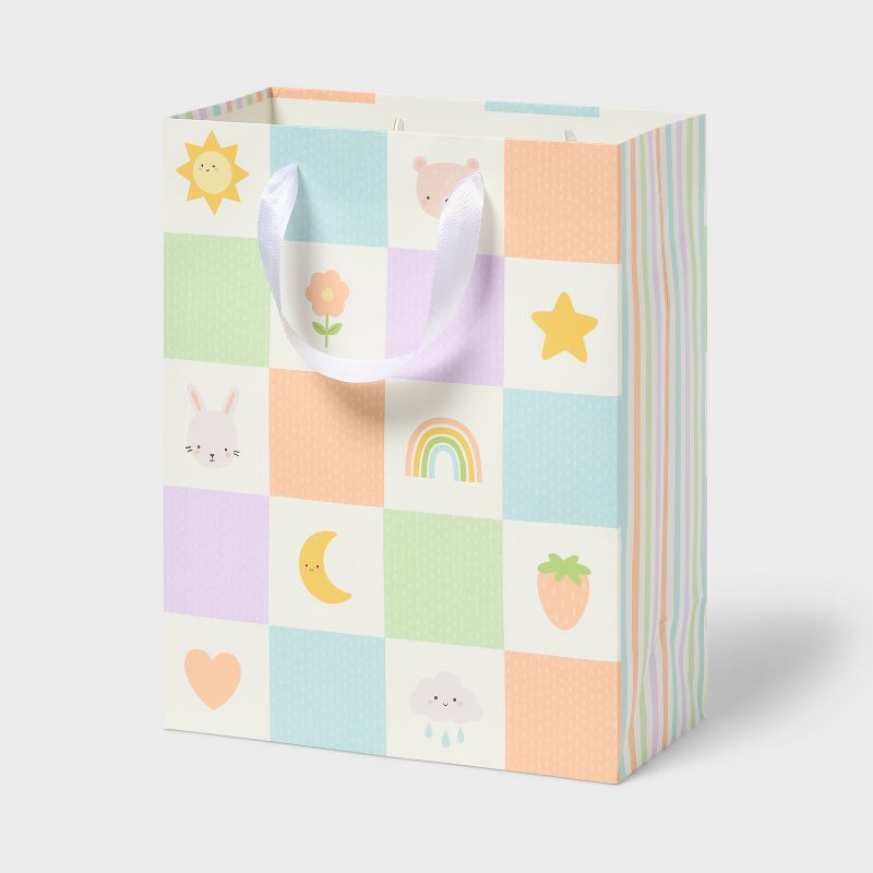 Small Quilt Patterned Baby Shower Gift Bag Colorful - Spritz™