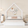 1pc Queen Platform Bed Frame, Solid Wood with Storage Drawers, Guardrail House Style for Kids or Teens Bedroom - Baofuwish - 2 of 4