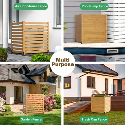 LOVMOR 38"W X 42"H Air Conditioner Fence Panels, 2 Panels Privacy Fence for Outside Privacy Screens Trash Can Enclosure with Metal Stake,Trash Can Screen Fence Pool Equipment Fence, Wood