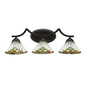 Toltec Lighting Zilo 3 - Light Vanity in  Dark Granite with 7" Green Sunray Art Glass Shade - 1 of 1