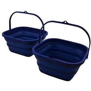 SAMMART 5.5L (1.4 Gallon) Set of 2 Collapsible Square Handy Bucket-Portable Tub with Handle - 1 of 4