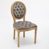 French Style Solid Wood Frame Antique Painting,Hand-pulled buckle decoration Velvet artificial leather Dining Chair with Nailhead Trim ,Set of 2, - 3 of 4