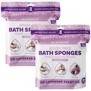Scrubzz No Rinse Bath Wipes for Adults Bathing, Adult Rinse Free Bath Sponges - Disposable - 1 of 4