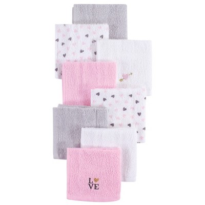 Hudson Baby Infant Girl Super Soft Cotton Washcloths, Love, One Size : Target