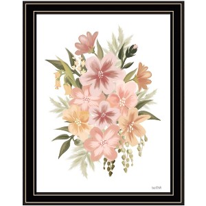 HomeRoots Peachy Petals Black Framed Print Wall Art - 1 of 4