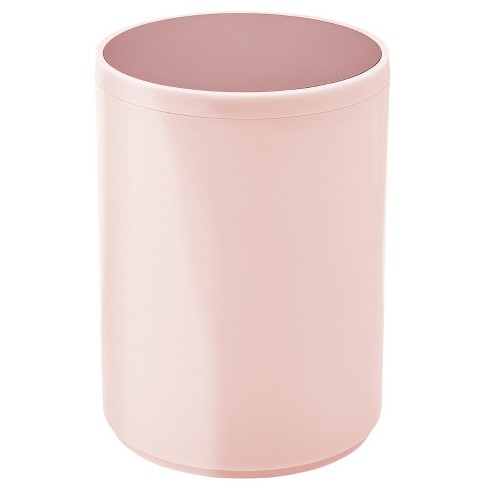  Small Trash Can with Lid vertical lines deep pink hot pink  mulberry colors abstract stripes for Round Garbage Can Press Cover  Wastebasket Wood Waste Bin for Bathroom Kitchen Office 7L/1.8 Gallon 