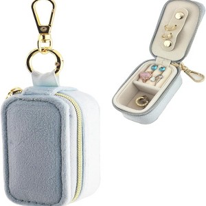 HTUTWOO Small Mini Jewelry Travel Case, Velvet Portable For Rings Necklaces Earrings Bracelet Storage Box Convenient For Traveling - 1 of 4