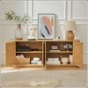 KIGFTSOD Wave TV Stand with Rounded Corners, Storage Cabinet, Buffet, Wood Vertical Striped with Rattan Doors for Kitchen, Bedroom, Entryway - 3 of 4