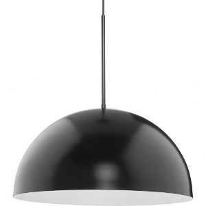 Progress Lighting, Perimeter, 1-Light Pendant, Matte Black, White Interior Shade - 1 of 1