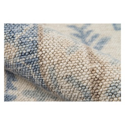 Anatolia Blue and Beige Wool Runner Rug