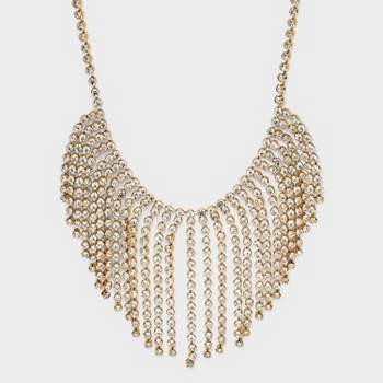 Glass Bib Crystal Statement Necklace - A New Day™ Gold