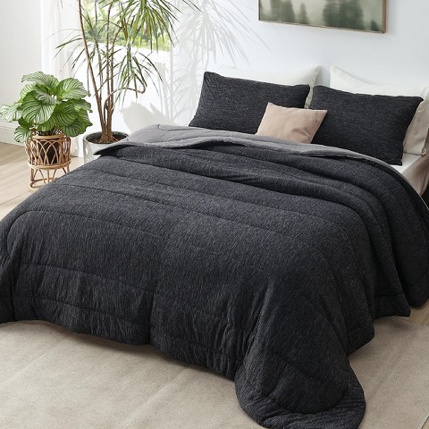 Bedsure 3-Piece Cooling & Warm Reversible Bed Set – Soft & Breathable Bedding for All Seasons, Charcoal Black, King Size (102"x90")