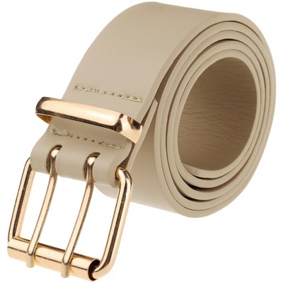 INSPIRE CHIC Women's Faux Leather Double Grommet Punk Rock Metal Octagon Waist Belts for Jeans