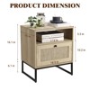 ODK Rattan Nightstand, Boho Bedside Table with Storage Drawer & Metal Legs, Farmhouse Wood Small Night Stand End Table for Bedroom Living Room - 2 of 4