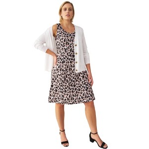 ellos Women's Plus Size Knit Fit And Flare Knit Dress - 1 of 3