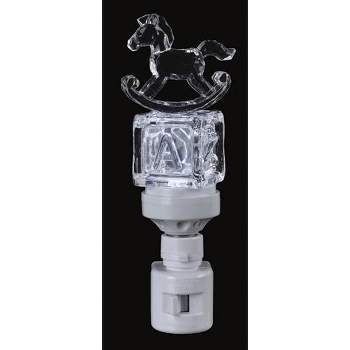Roman 6.5" Icy Crystal LED Lighted Baby Block Rocking Horse Night Light