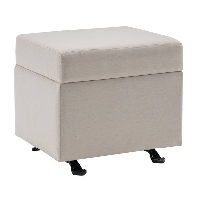 Image of WOVENBYRD 25" Wide Rectangle Gliding Ottoman Light Tan: Upholstered Polyester, Plywood Frame, No Assembly Required
