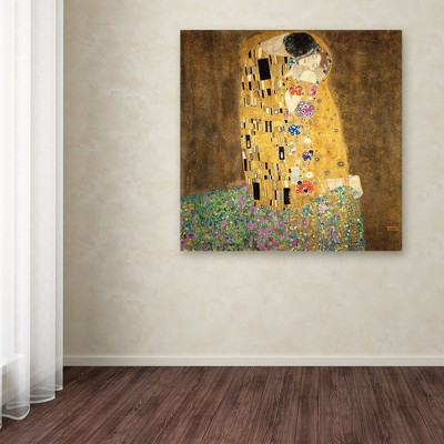 Gustav Klimt 'The Kiss' Golden Tones Abstract Canvas Art 24'' x 24''