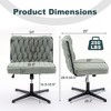 Armless Cross Legged Wide Adjustable Height Swivel Padded Teddy/Brouce Fabric No Wheels Desk Chair for Home Office Study Bedroom, Green - 2 of 4