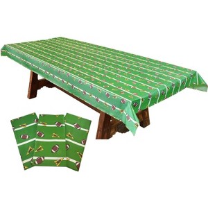KOVOT Heavy Duty Disposable 54" x 108" Football Party Tablecloth Set of 3 - 1 of 4