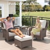 LayinSun Wicker Outdoor Furniture Set with 6-inch Comfy Cushions, High Back Patio Furniture Set with Swivel Rocking Chairs and Side Table - 2 of 4