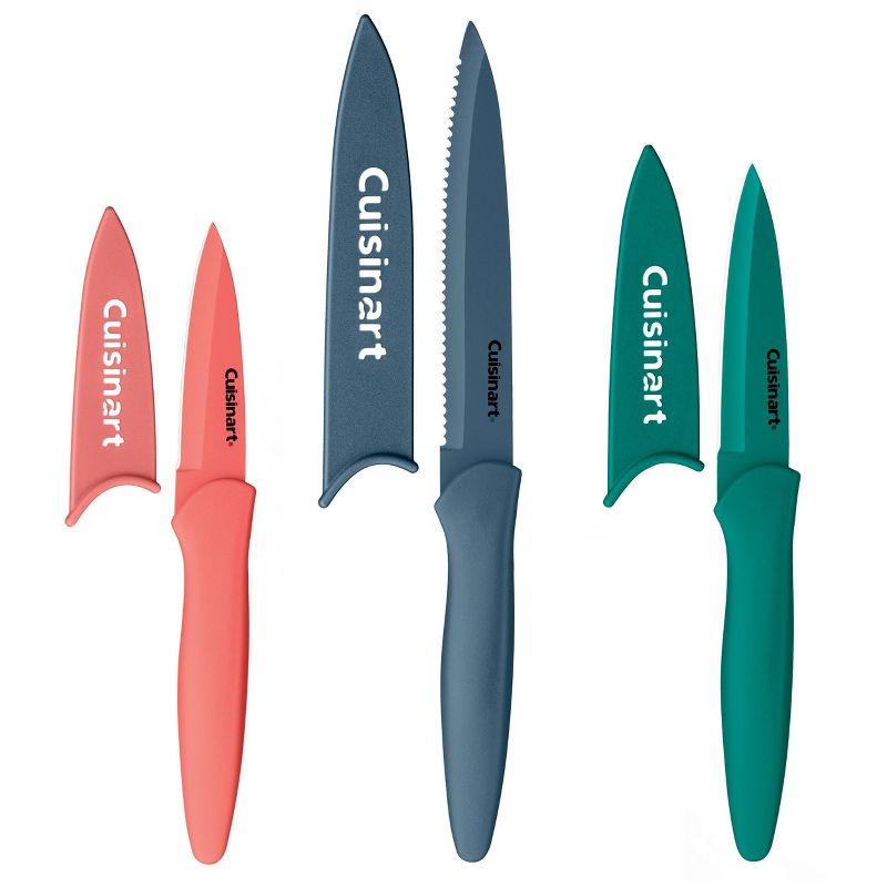 Cuisinart Advantage 6 Piece Colored Non-Stick Utility Knife Set with Blade Guards (C55-6PRBT)