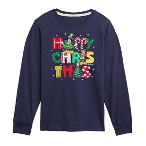 Boys' - Disney - Mickey and Minnie Happy Christmas Icons Long Sleeve Graphic T-Shirt - 1 of 4