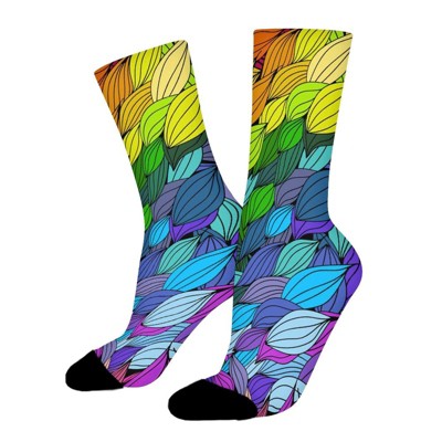 Colorful Leaves Women Printed Crew Socks Funny Funky Socks Soft Polyester Novelty Gifts for Artists Men