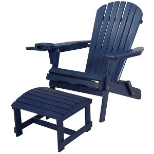Jiallo Foldable Adirondack Chair with cup holders with Ottoman - 1 of 4