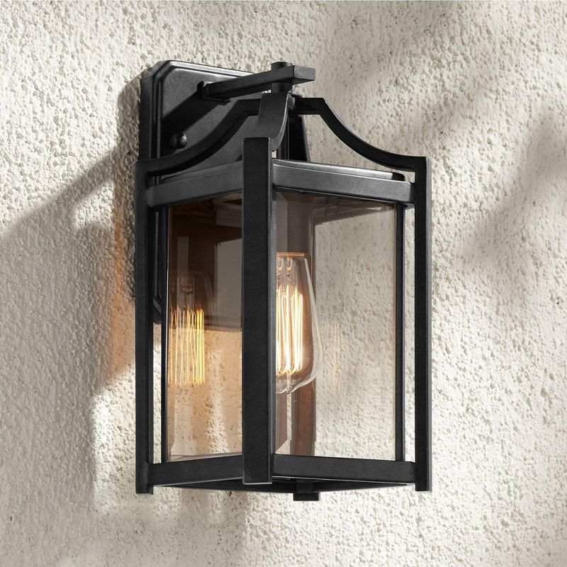 Franklin Iron Works Rockford Rustic Farmhouse Outdoor Wall Light Fixture Bronze 12 1/2" Clear Beveled Glass for Post Exterior Barn Deck House Porch, 2 of 10