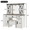 Lycvki 43.3" Farmhouse Vanity Table Set with Storage Stool and Charging Station 3 Drawers & 4 Cabinets - 3 of 4