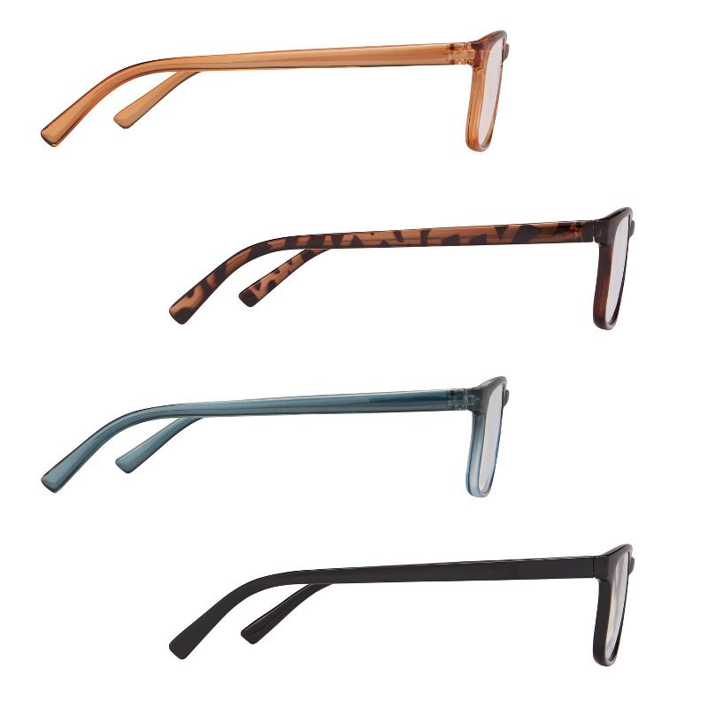 ICU Eyewear Classic Rectangular Reading Glasses - 4pk, 4 of 6