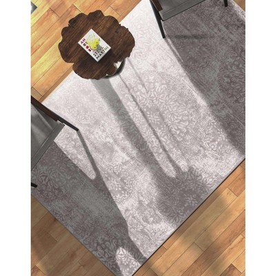 Light Gray Rectangular Stain-Resistant Indoor Area Rug
