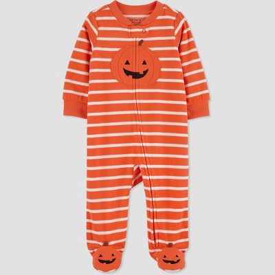 Image of Carter's Just One You®️ Baby Pumpkin Striped Footed Pajama - Orange 9M