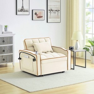 NicBex Modern Pull Out Sofa Bed Velvet Convertible Sofa with Adjustable Back, USB Port and Swivel Phone Stand for Indoor - 1 of 4