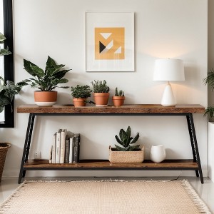 Hommoo 70.9" Extra Long Console Table Rustic Brown - 1 of 4