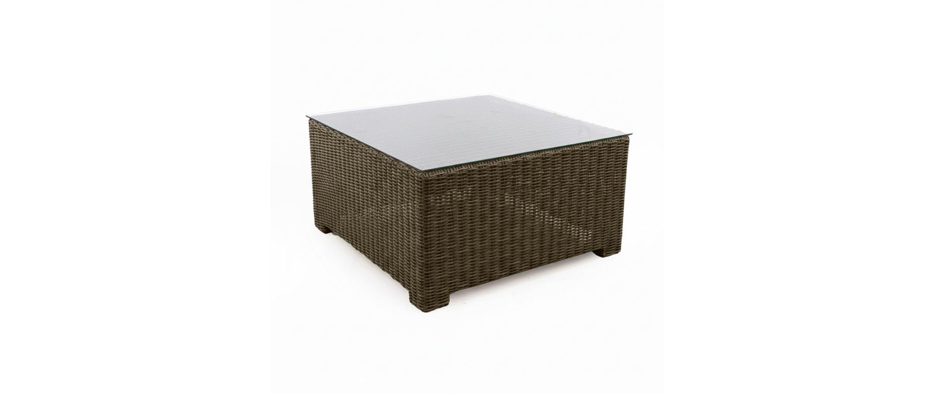 Covers & All Monterey 35 in Sq Coffee Table, Cappuccino Wicker w / Glass Top