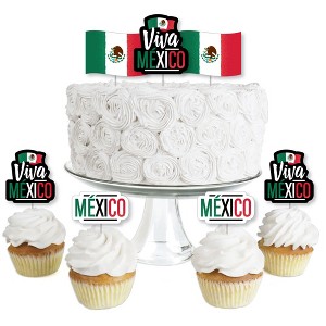 Big Dot of Happiness Viva Mexico - Dessert Cupcake Toppers - Mexican Independence Day Party Clear Treat Picks - Set of 24 - 1 of 4