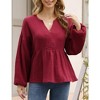 PePlum Tops for Women Ruffled Henley Neck Shirt Long Sleeve Flowy Blouse T-Shirt - 3 of 4