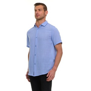 Canada Weather Gear Men’s Linen Look Short Sleeve Button-Up Shirt – Lightweight Collared Casual Shirt for Summer - 1 of 4