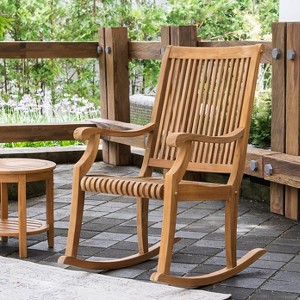 Cambridge Casual Mosko Teak Wood Outdoor Porch Rocking Chair: Weather-Resistant, 250lb Capacity, No Cushion - 1 of 4