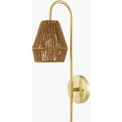 Livabliss Bezas 7"L x 5"W x 20"H Rustic Metallic - Gold Wall Lights