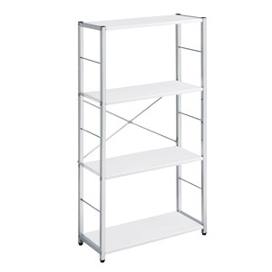 INFURNIC Decorative Bookshelf 4 Tier Rectangular Shelf with X Shape Cross Bar for Stylish Storage and Display, White, 24.5"*11.5"*42.5" - 1 of 4
