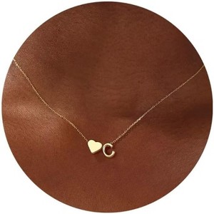 Initial Necklace - 18K Gold Plated Heart Pendant with A-Z Letters, Dainty Birthday Gift for Women and Teen Girls - 1 of 4