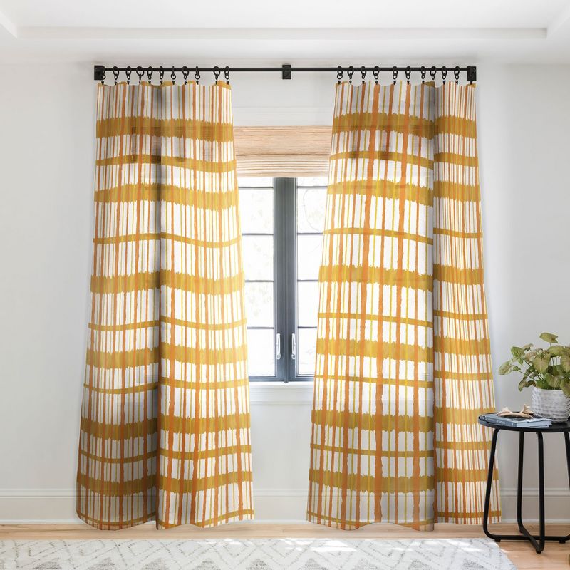 Kierkegaard Design Studio Hygge Retro Stripe Painted Plaid Single Panel Sheer Window Curtain - Deny Designs, 1 of 7