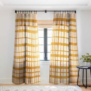 Kierkegaard Design Studio Hygge Retro Stripe Painted Plaid Single Panel Sheer Window Curtain - Deny Designs